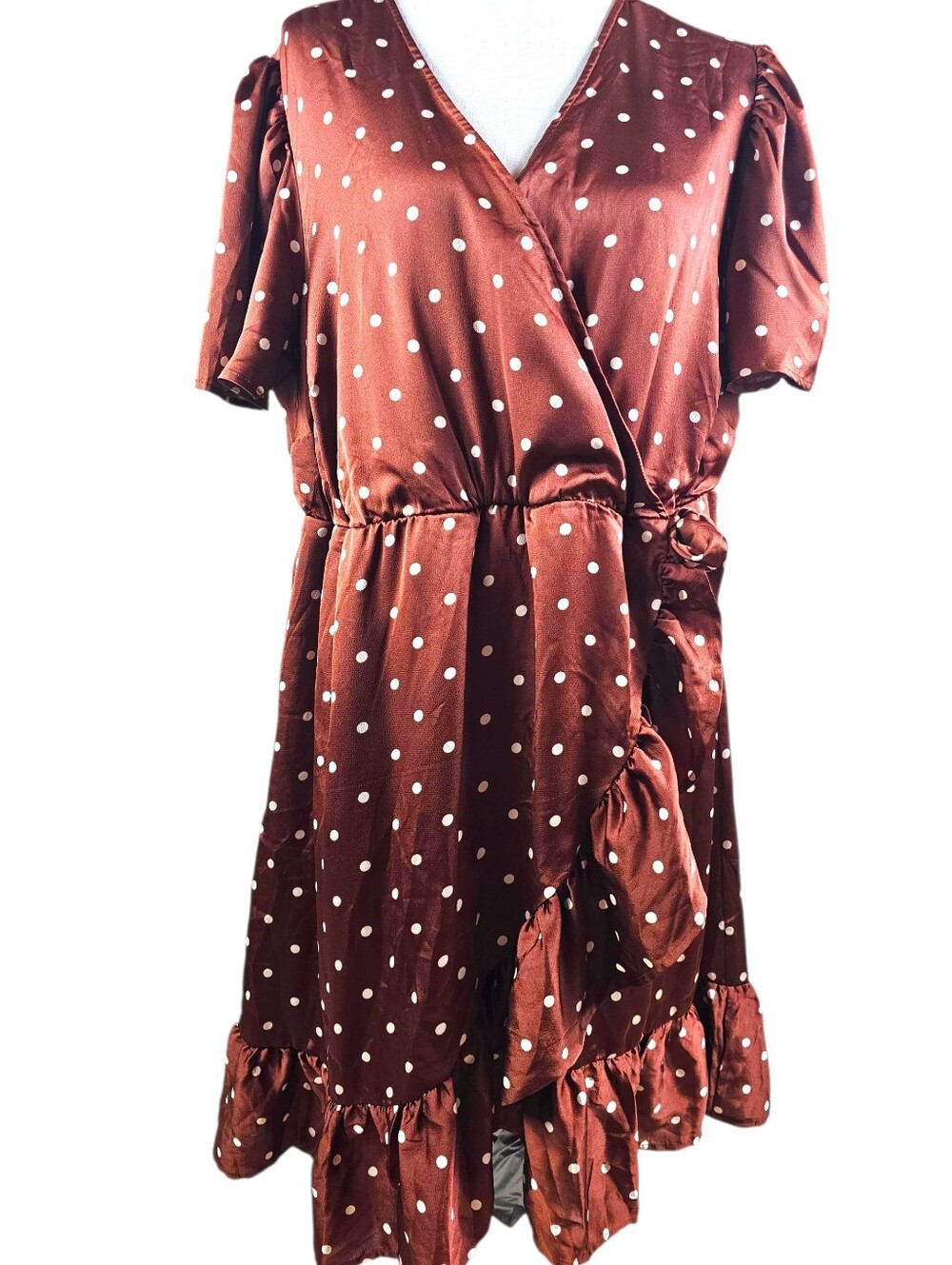 TORRID Polka Dot Charmeuse Faux Wrap Dress In 1 (14/16) - Picture 5 of 12